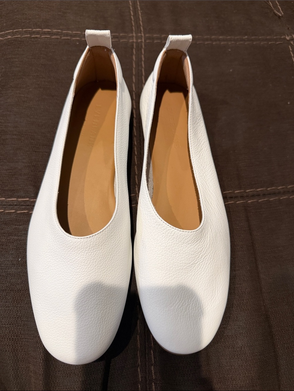 Everlane White Pebbled Leather Slip-On Flats